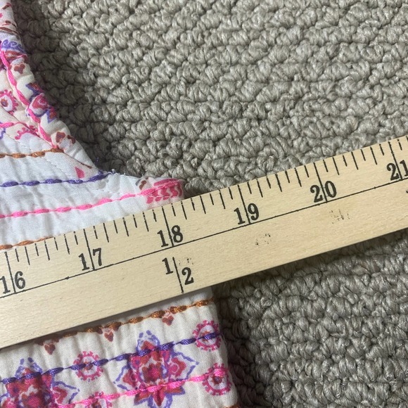 ZARA Womens Jacket‎ Size Small Cream Pink Printed Quilted Vest Sleeveless V-Neck - Picture 8 of 10